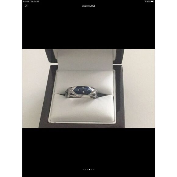 Trendy New Blue Enamel & CZ "X" Stack Band Ring Sz 8 - Picture 4 of 6